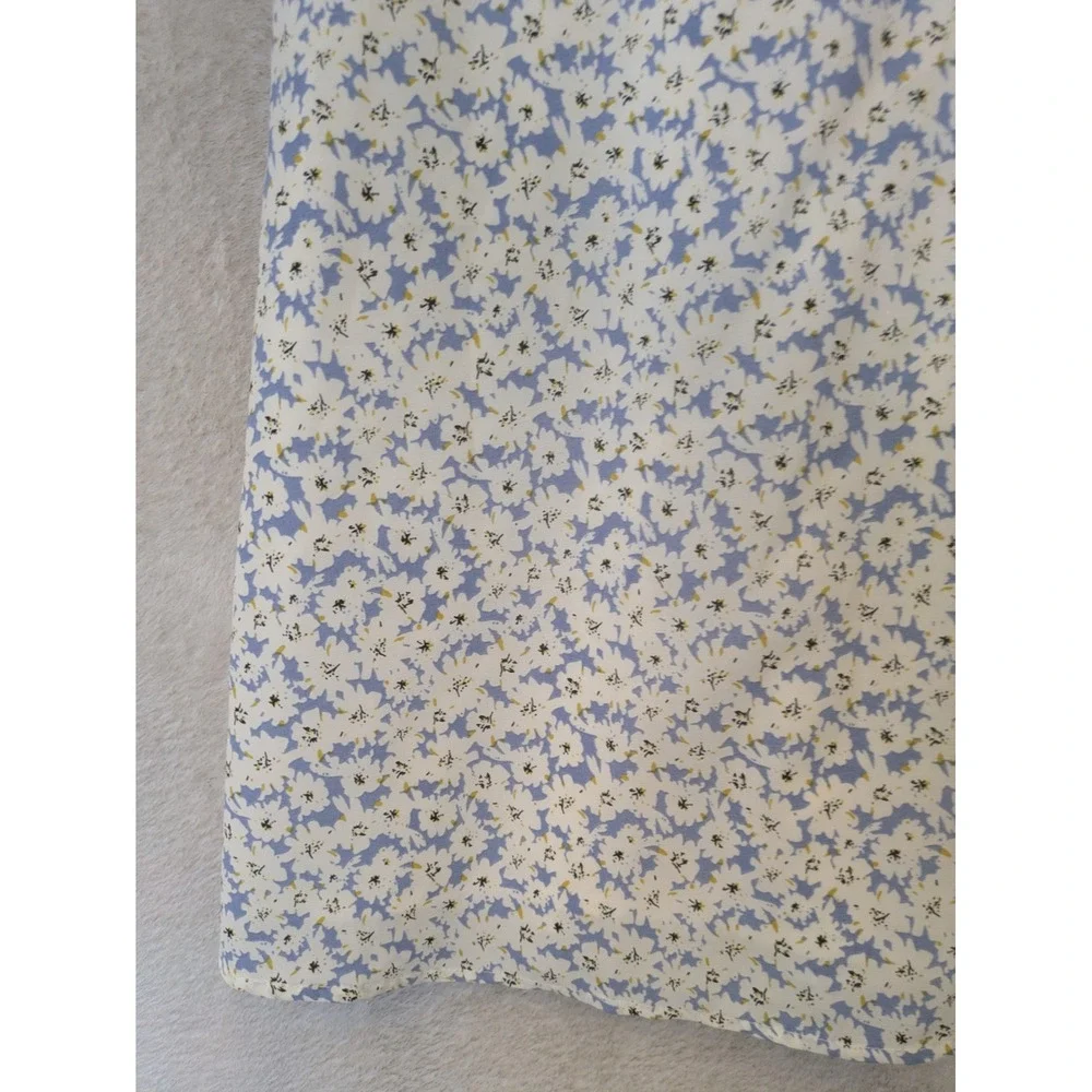 Mikarose A-Line Skirt Women's XL Blue White Floral Modest Knee Length Elastic‎